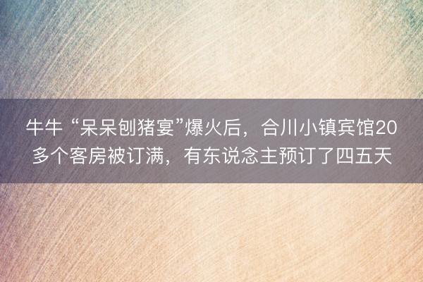 牛牛 “呆呆刨猪宴”爆火后，合川小镇宾馆20多个客房被订满，有东说念主预订了四五天