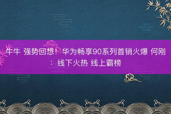 牛牛 强势回想！华为畅享90系列首销火爆 何刚：线下火热 线上霸榜