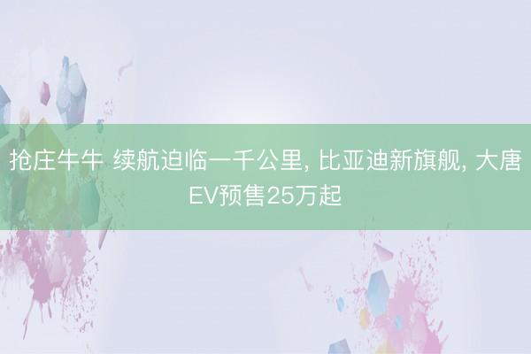 抢庄牛牛 续航迫临一千公里， 比亚迪新旗舰， 大唐EV预售25万起