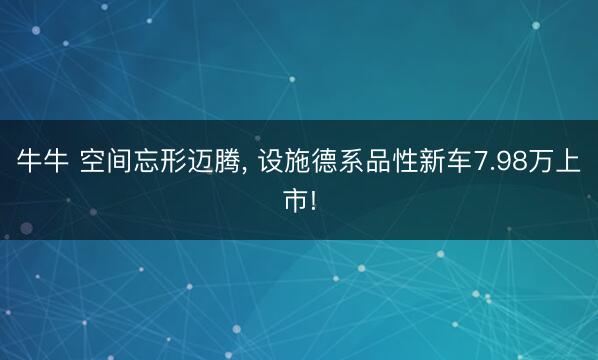 牛牛 空间忘形迈腾， 设施德系品性新车7.98万上市!