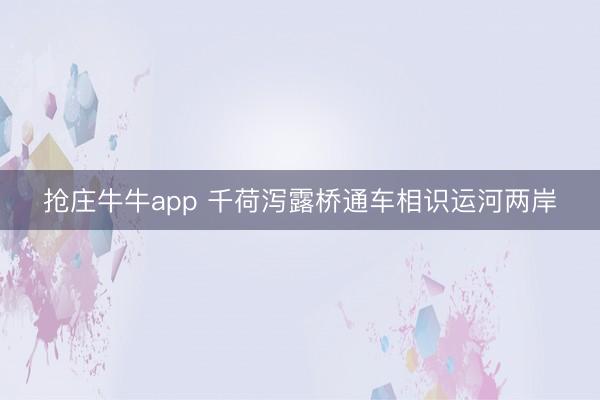抢庄牛牛app 千荷泻露桥通车相识运河两岸